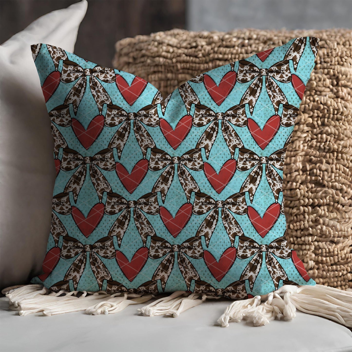 Turquoise & Western Bows Hearts Seamless Bundle