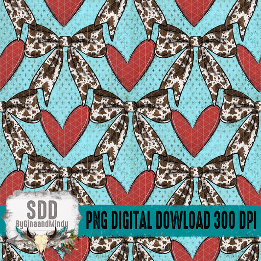 Turquoise & Western Bows Hearts Seamless Bundle