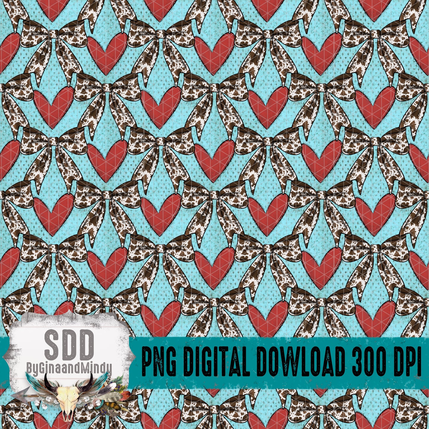 Turquoise & Western Bows Hearts Seamless Bundle