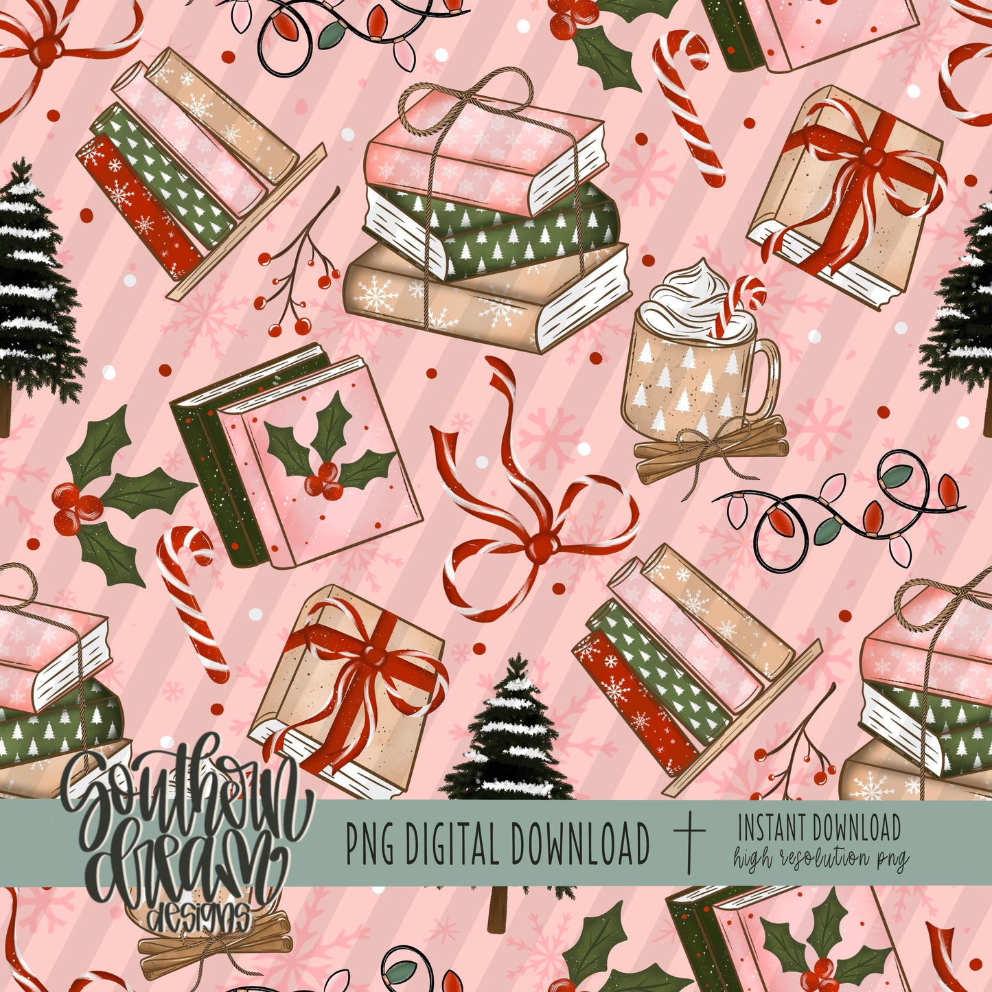 Cozy Christmas Books Seamless Bundle
