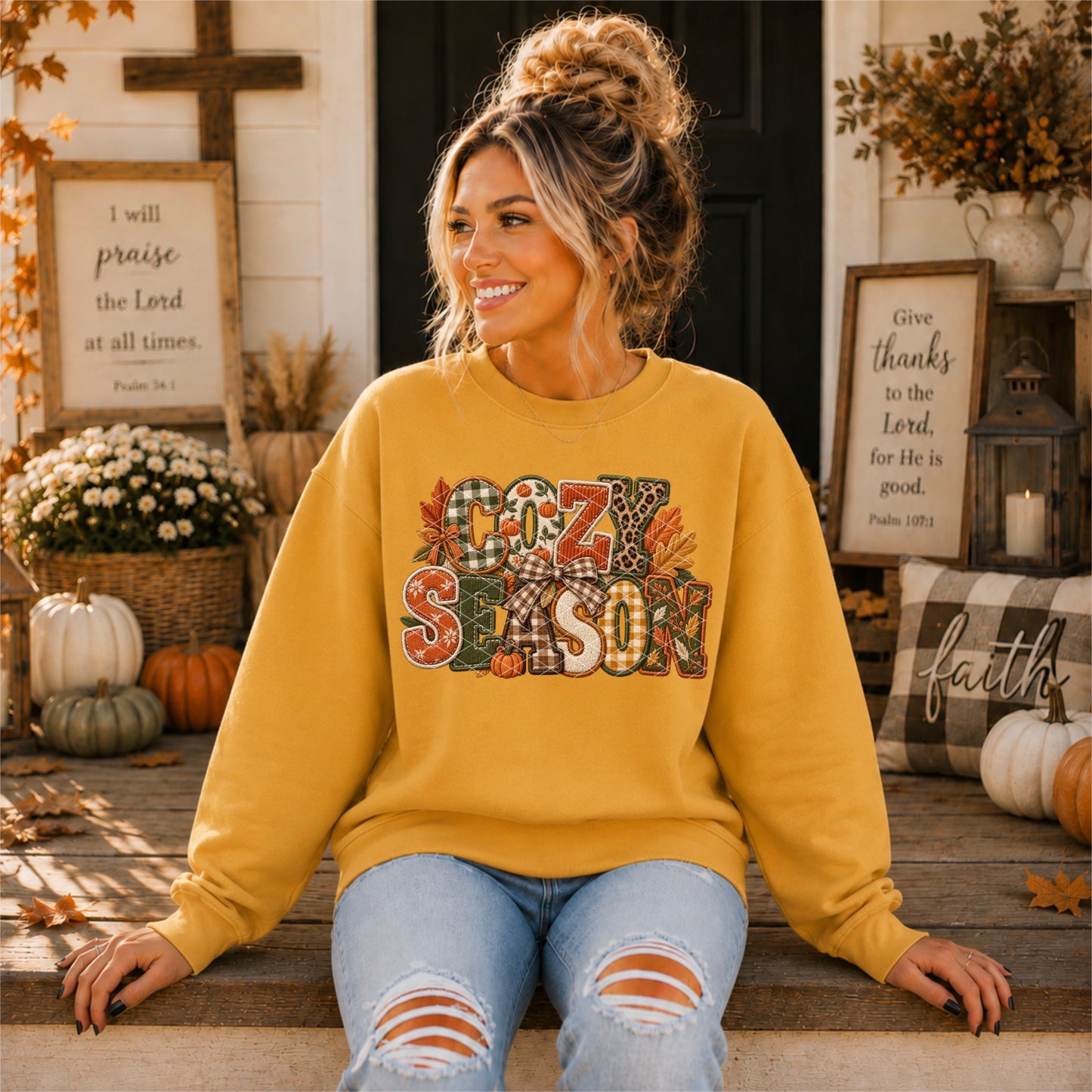 Cozy Season Faux Embroidery