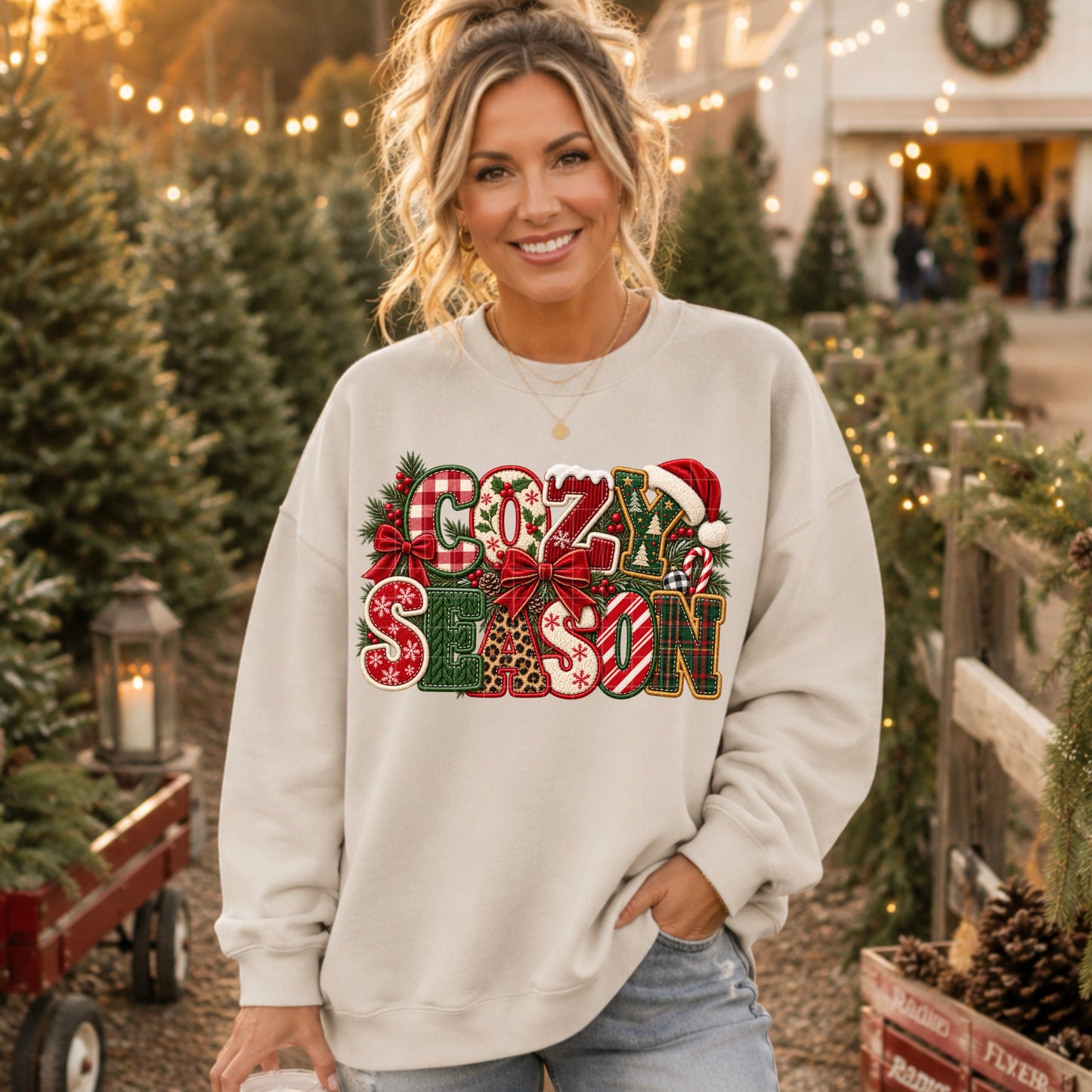 Cozy Season Christmas Faux Embroidery