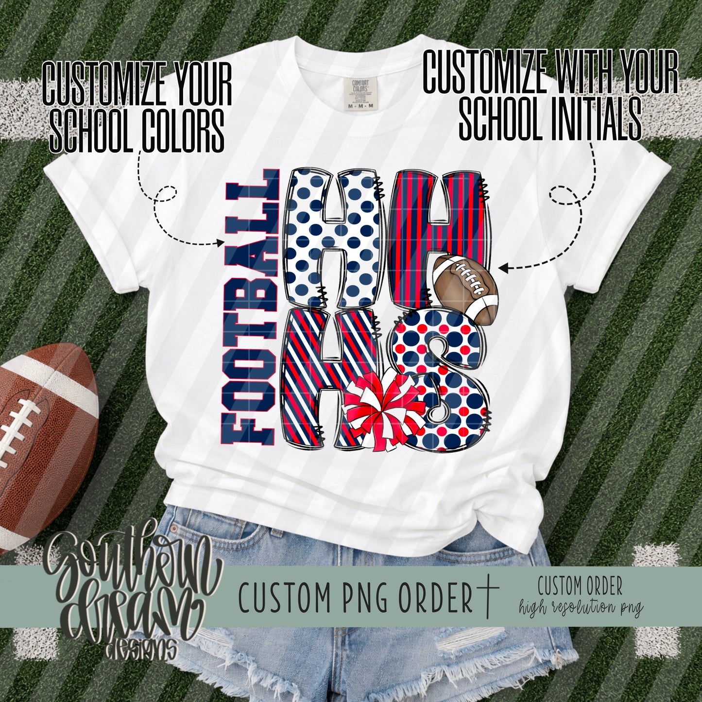 School Initials Football Custom