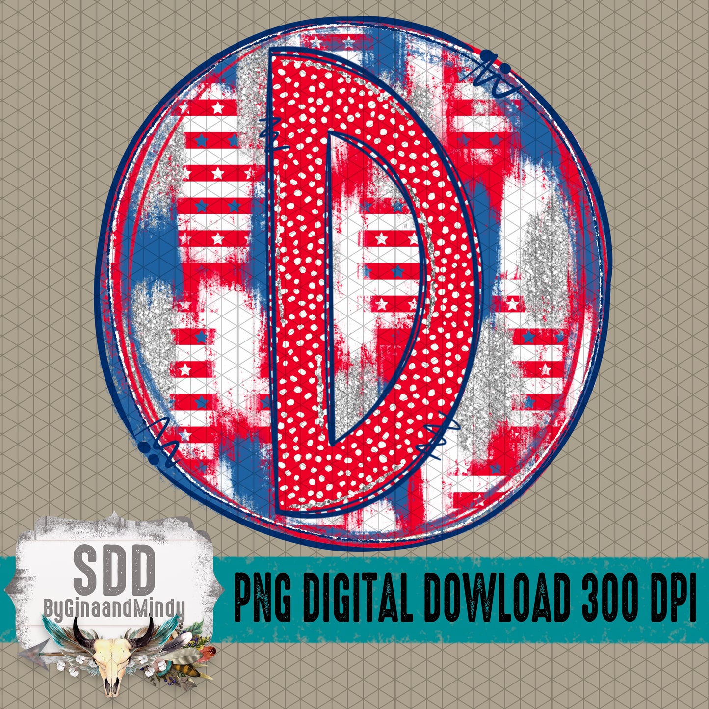 Patriotic Brush Strokes Circle DIY/Personalize; D