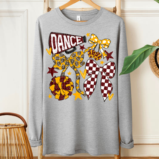 Dance Football Bows Maroon & Yellow Gold