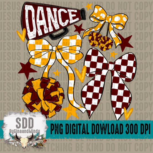Dance Bows Maroon & Yellow Gold