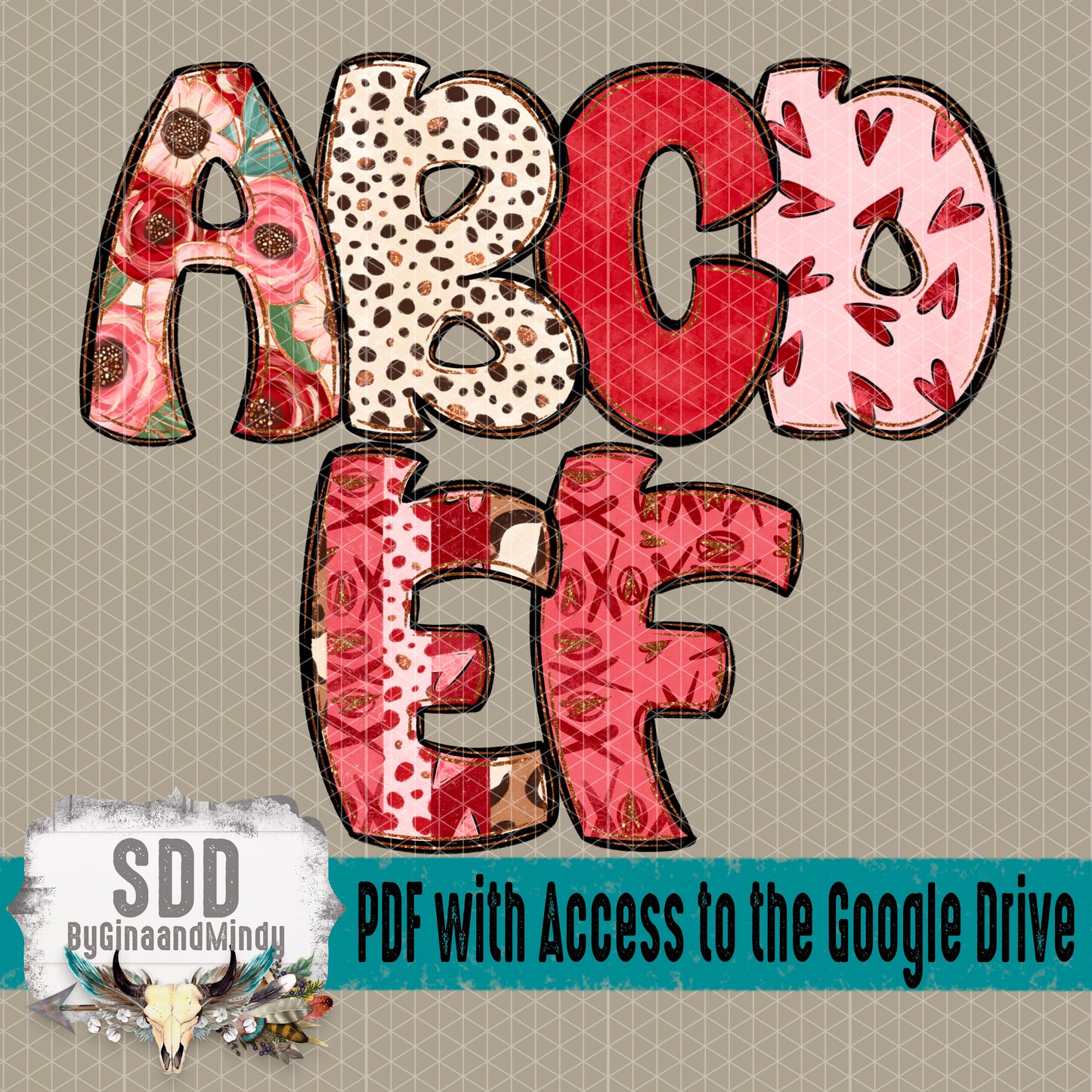 Tender Bloom Doodle Alpha (6 Sets Uppercase & Lowercase, 0-9, + Special Characters)