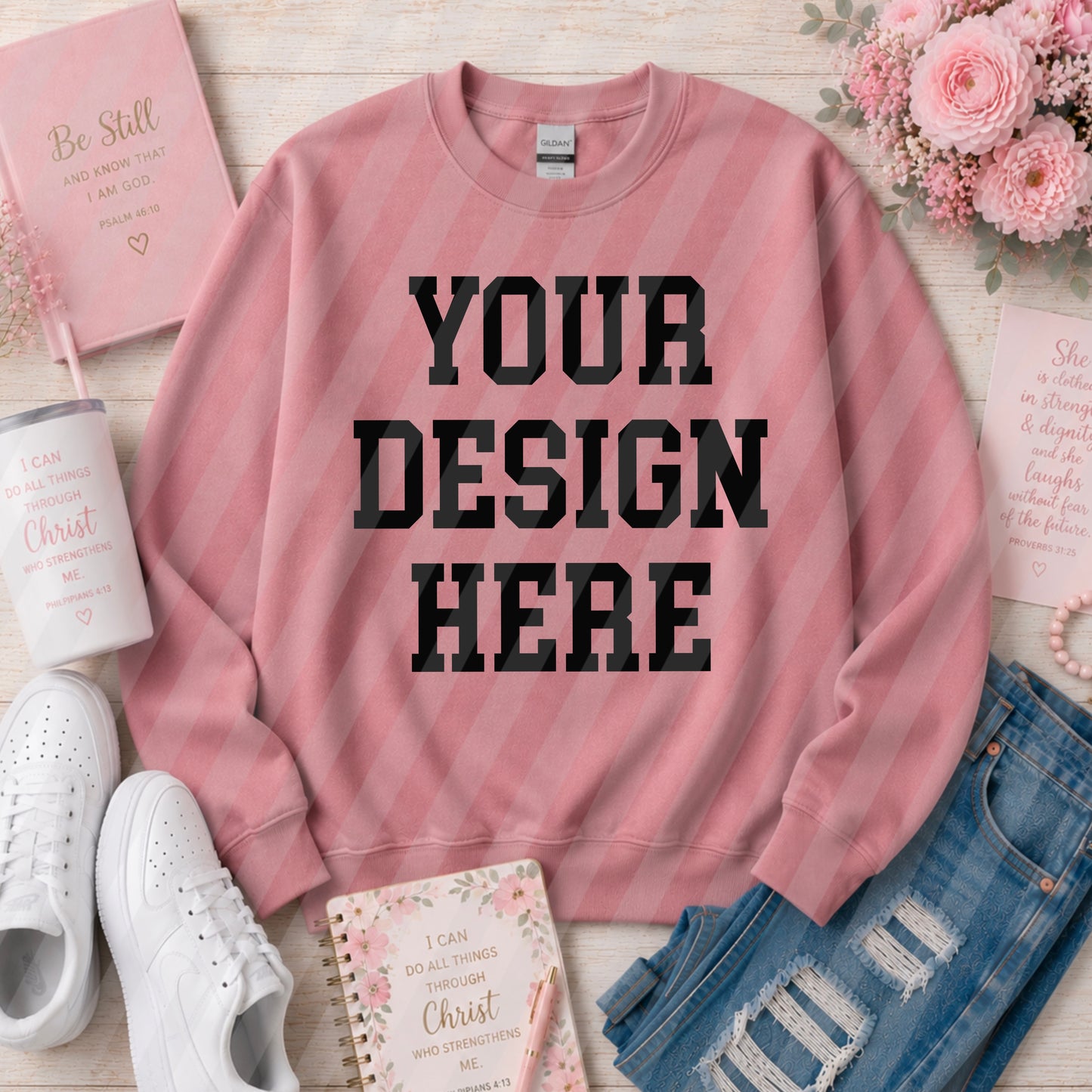 Dusty Rose Crew Sweatshirt (Faith/Christian)