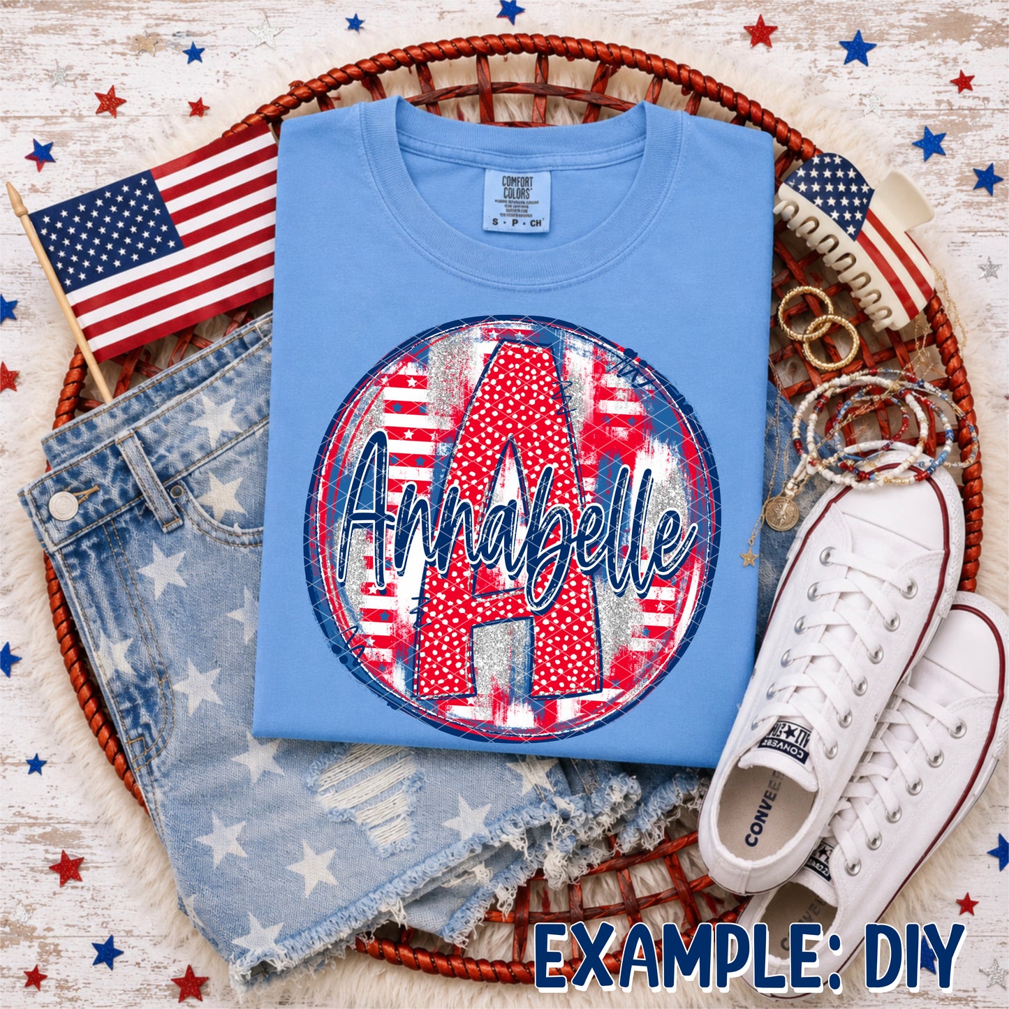 Patriotic Brush Strokes Circle DIY/Personalize; Z