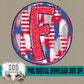 Patriotic Brush Strokes Circle DIY/Personalize; F