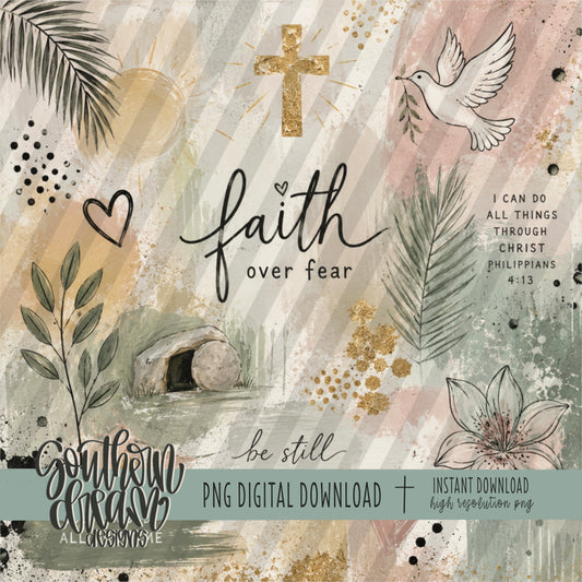 Muted Faith Mixed Media Digital Paper (Not Seamless)