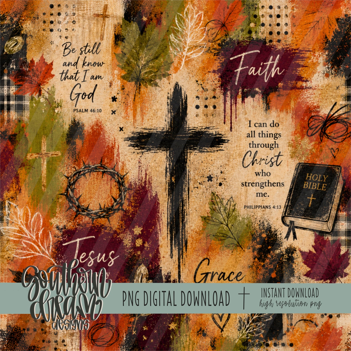 Fall Faith Mixed Media Digital Paper (Not Seamless)