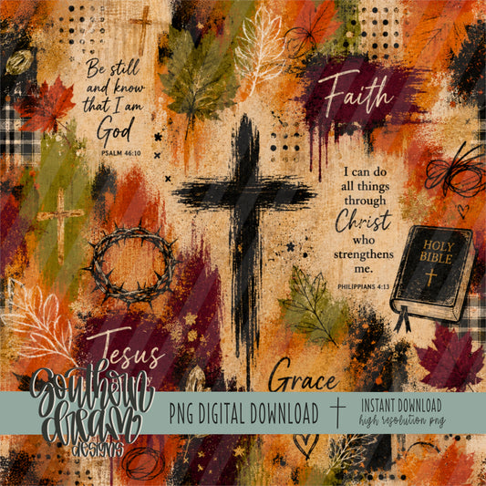 Fall Faith Mixed Media Digital Paper (Not Seamless)
