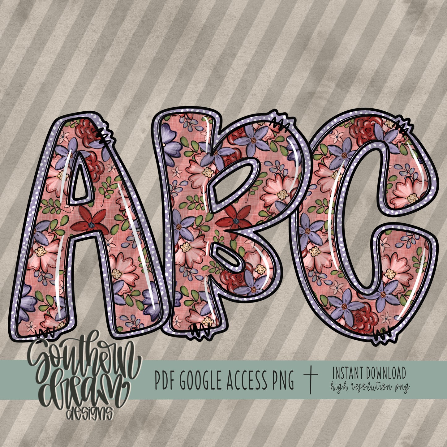 Fall Floral Dottie Doodle Alpha (1 Set Aa-Zz, 0-9, Special Characters)