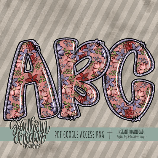 Fall Floral Dottie Doodle Alpha (1 Set Aa-Zz, 0-9, Special Characters)