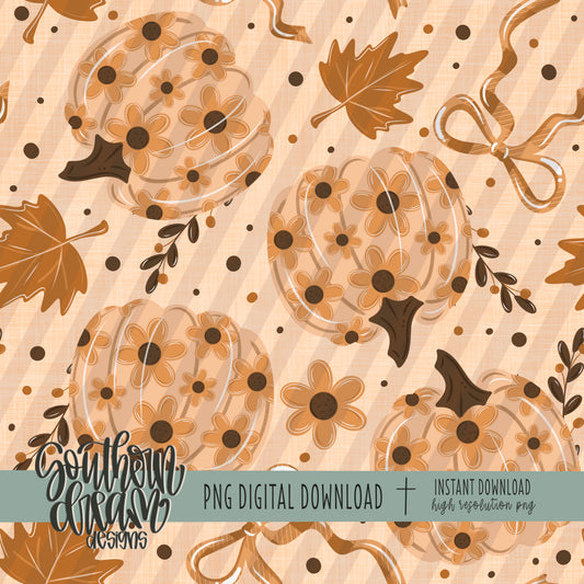 Fall Floral Pumpkins Seamless Bundle