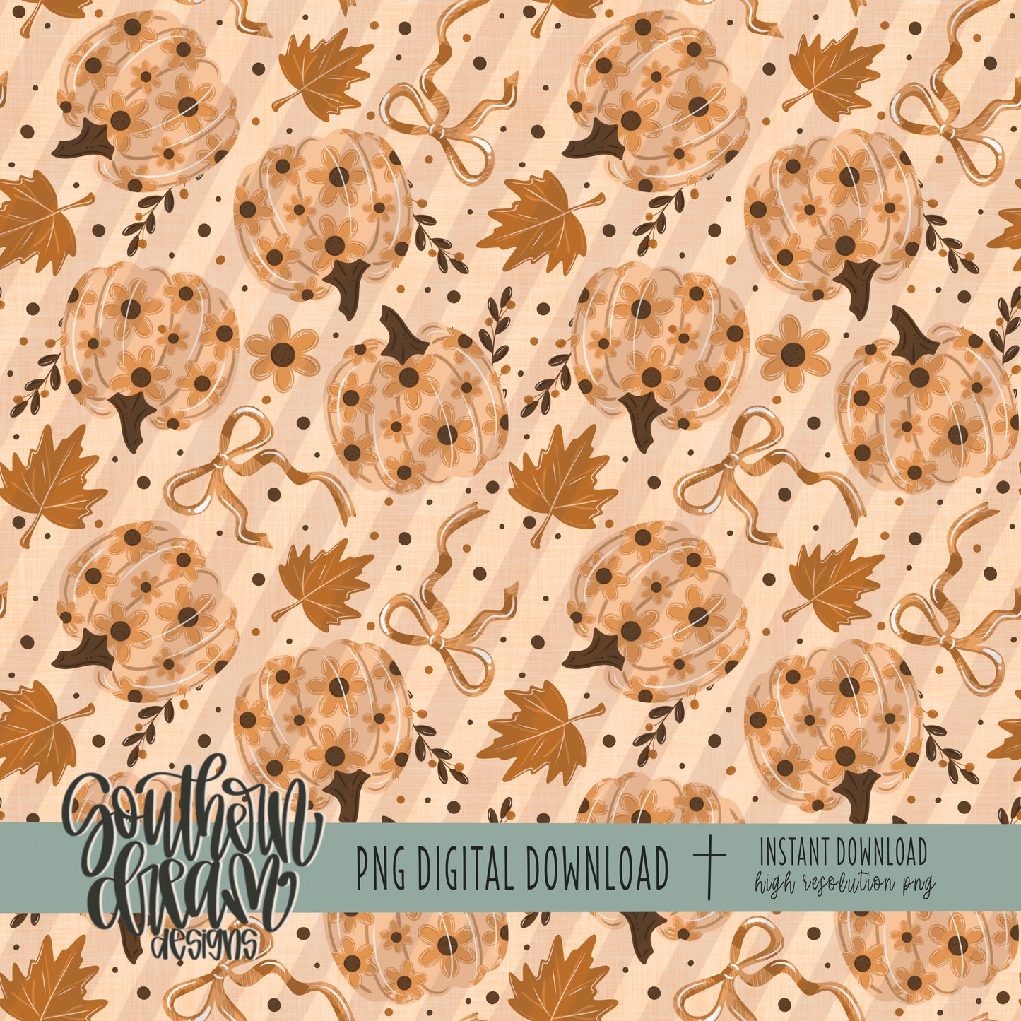Fall Floral Pumpkins Seamless Bundle