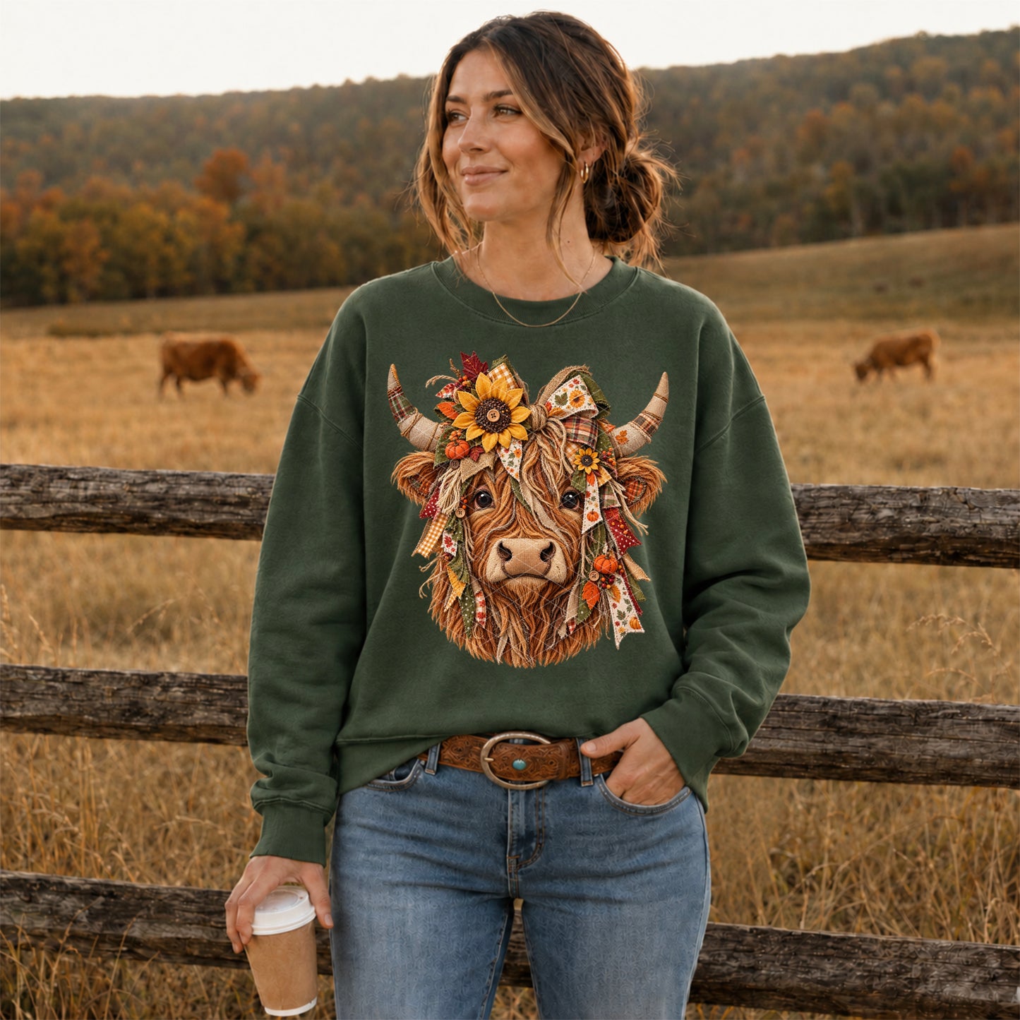 Fall Sunflower Highland Cow