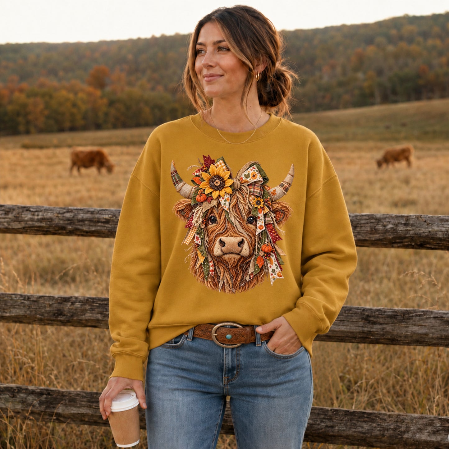 Fall Sunflower Highland Cow