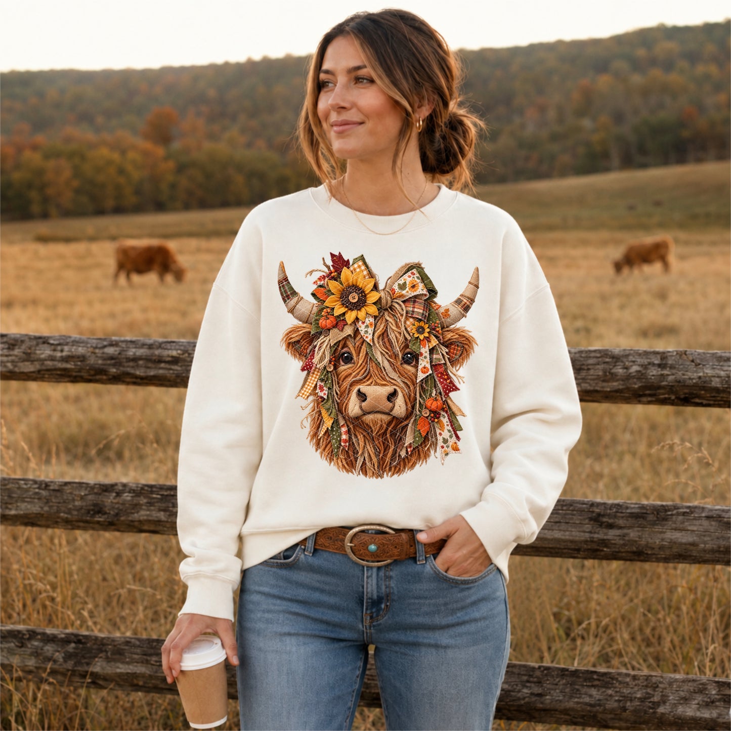 Fall Sunflower Highland Cow
