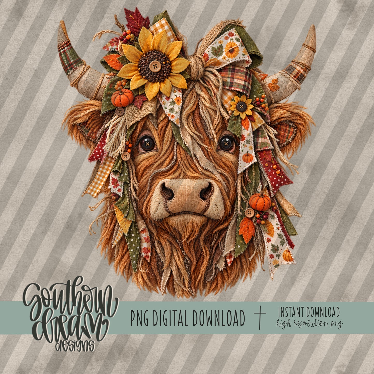 Fall Sunflower Highland Cow
