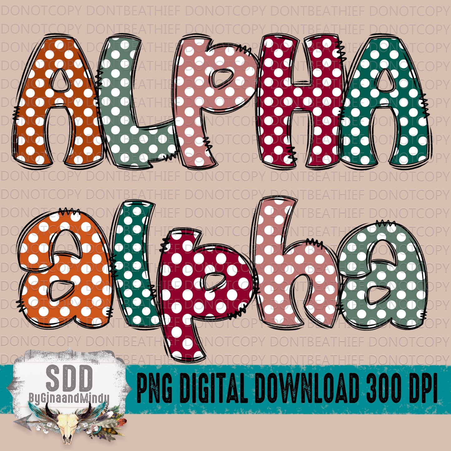 Fall Doodle Polka Dot Alpha Set Bundle (7 SETS)