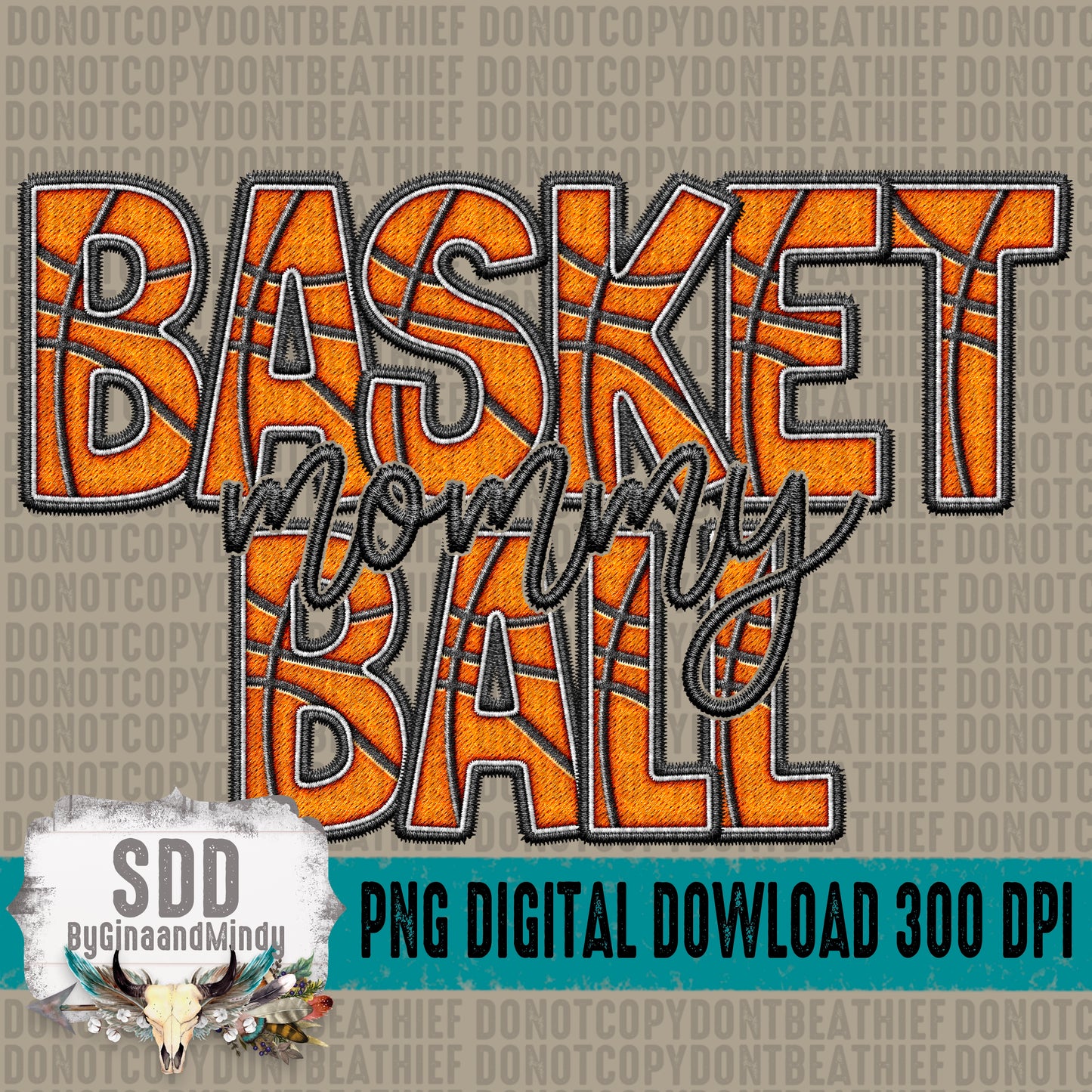 Faux Embroidery Basketball; Mommy