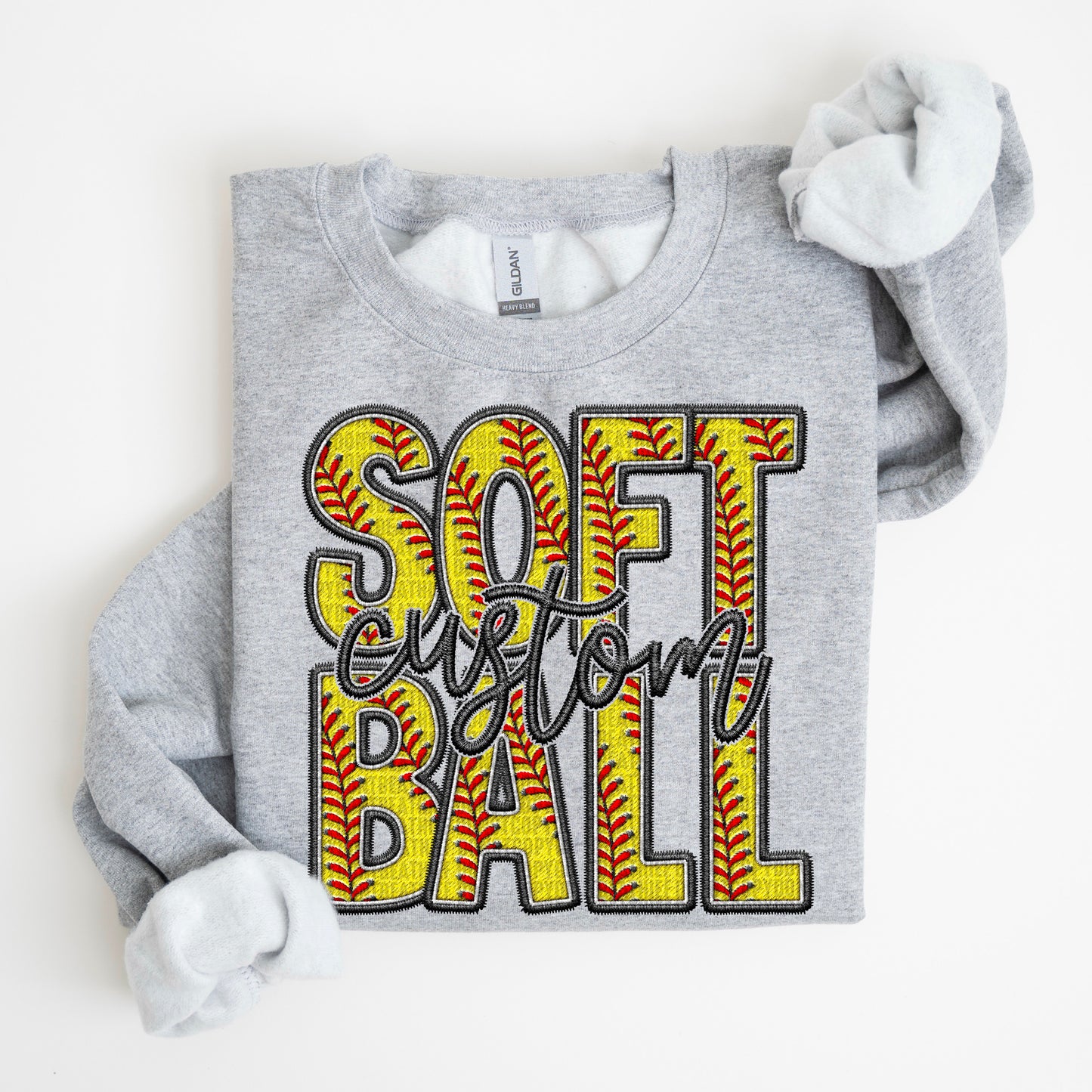 Faux Embroidery Softball; Custom