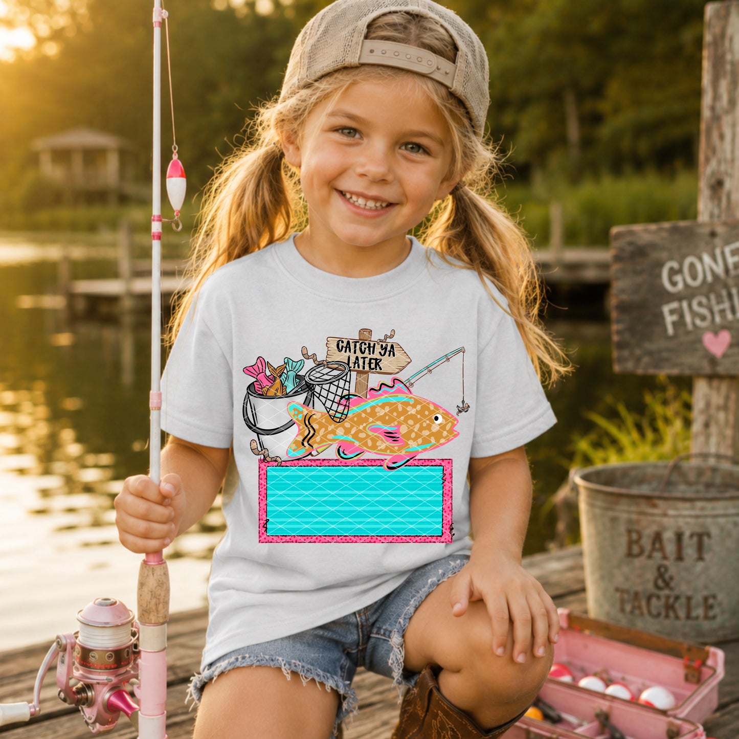 Fishing Girl Name Plate-DIY (Font Used is Watermelon Sugar)