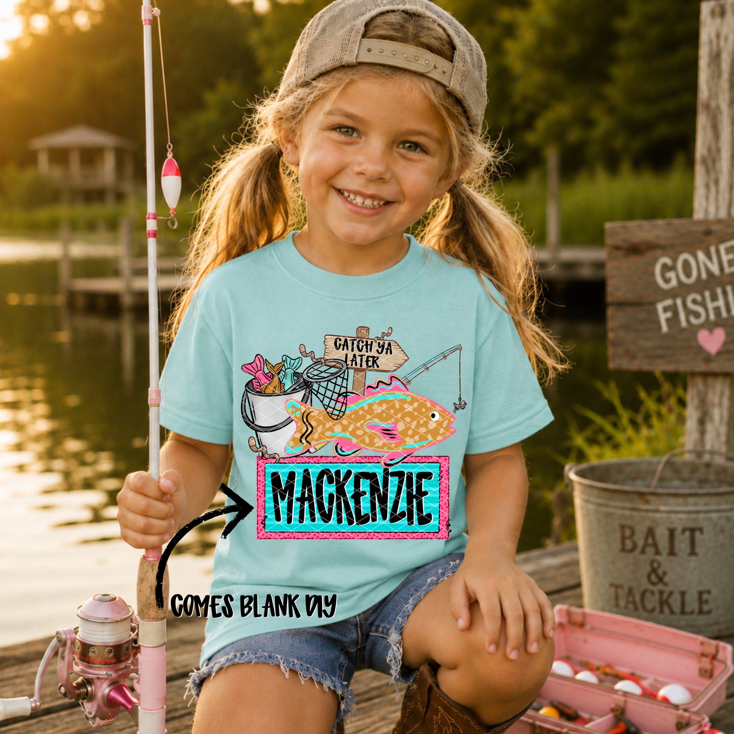 Fishing Girl Name Plate-DIY (Font Used is Watermelon Sugar)