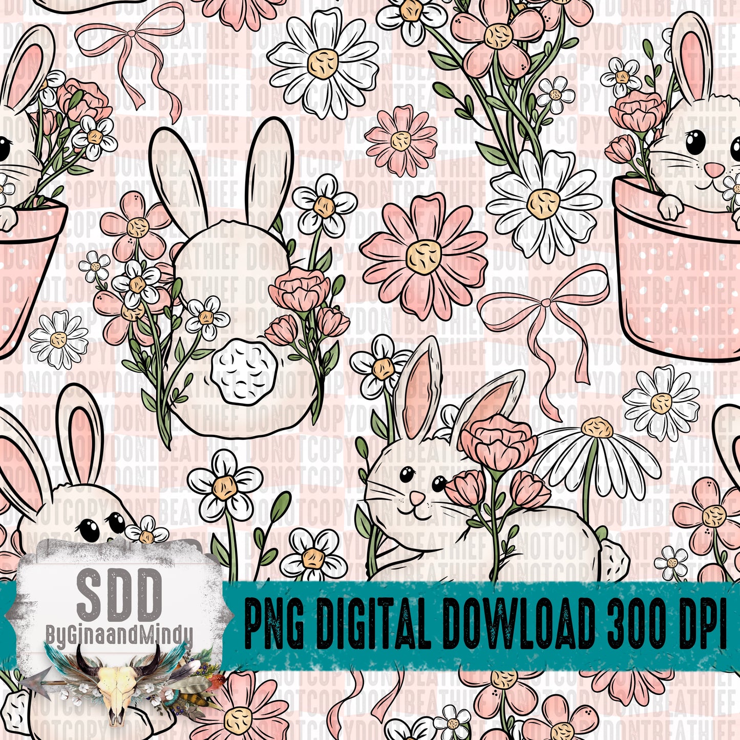 Easter Bunny Florals Seamless Bundle