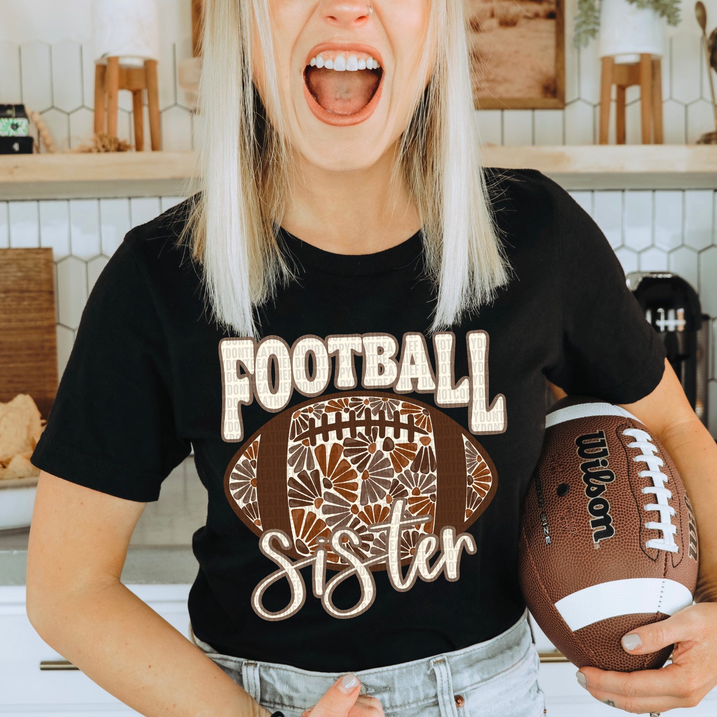 Floral Football Sister