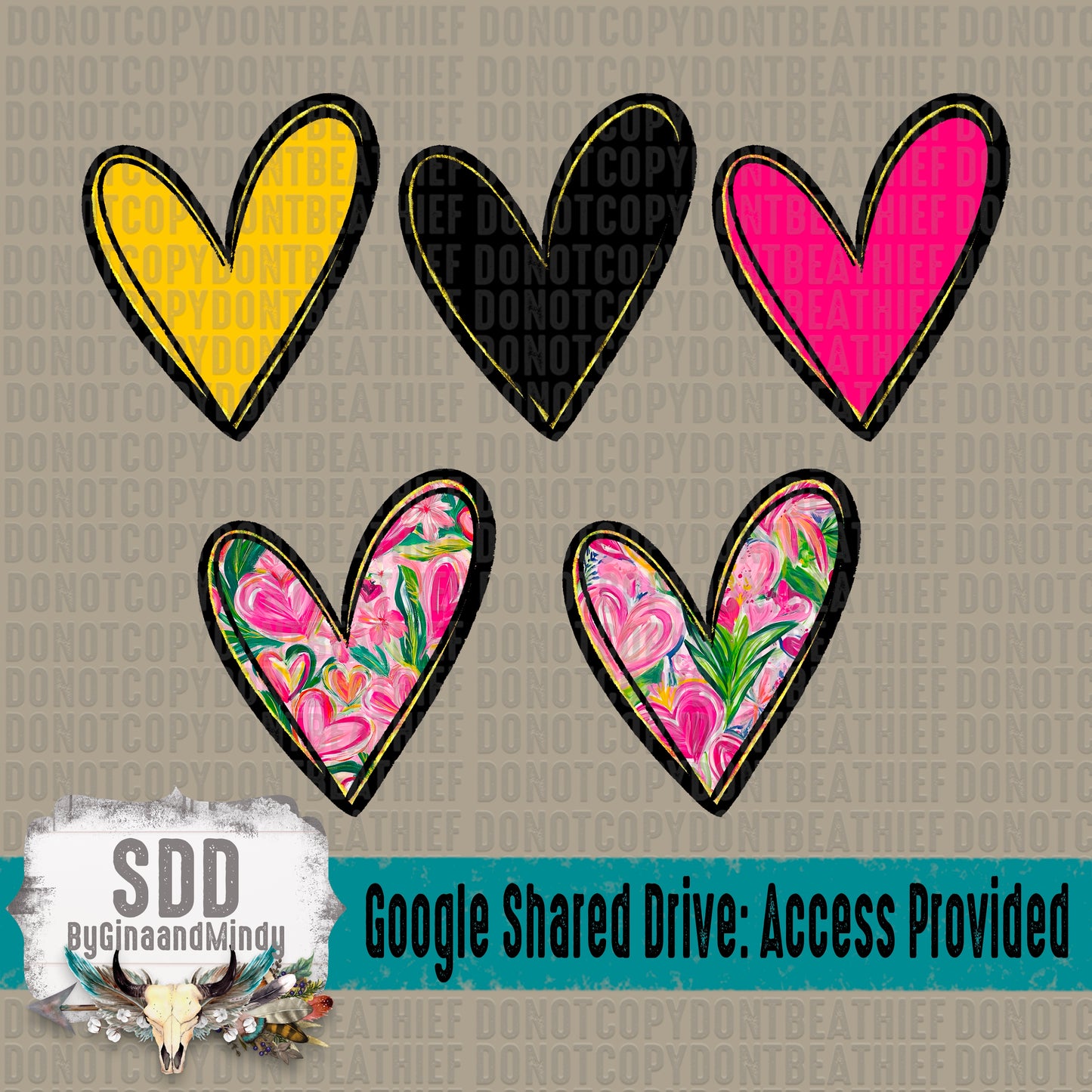 Floral Hearts Doodle Letters (Uppercase, Lowercase, 0-9 Special Characters)