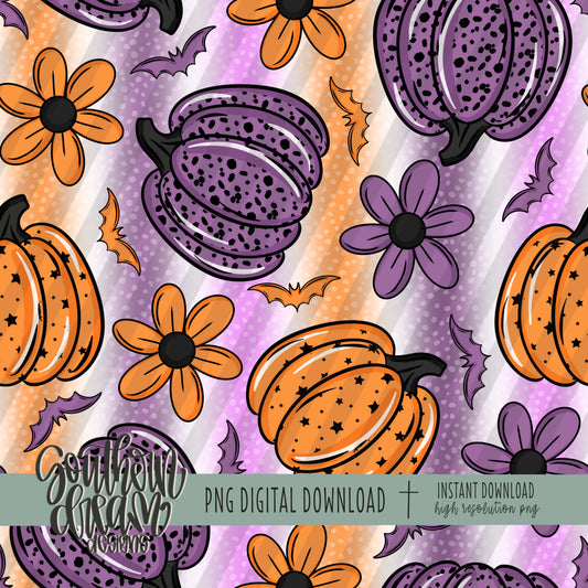 Floral Pumpkins Seamless Bundle