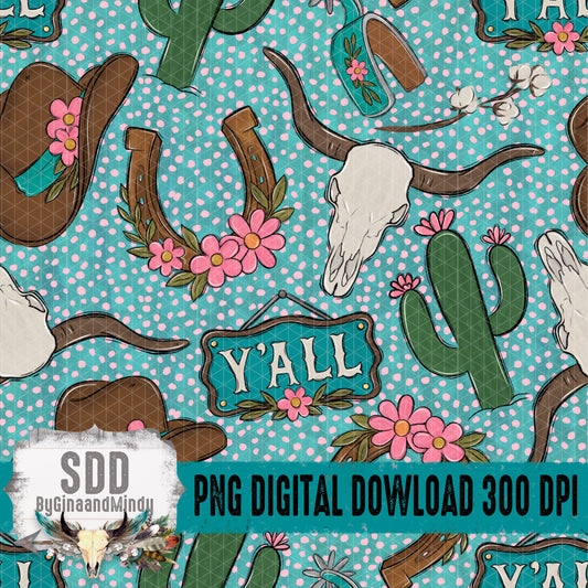 Florals & Turquoise Western Seamless Bundle