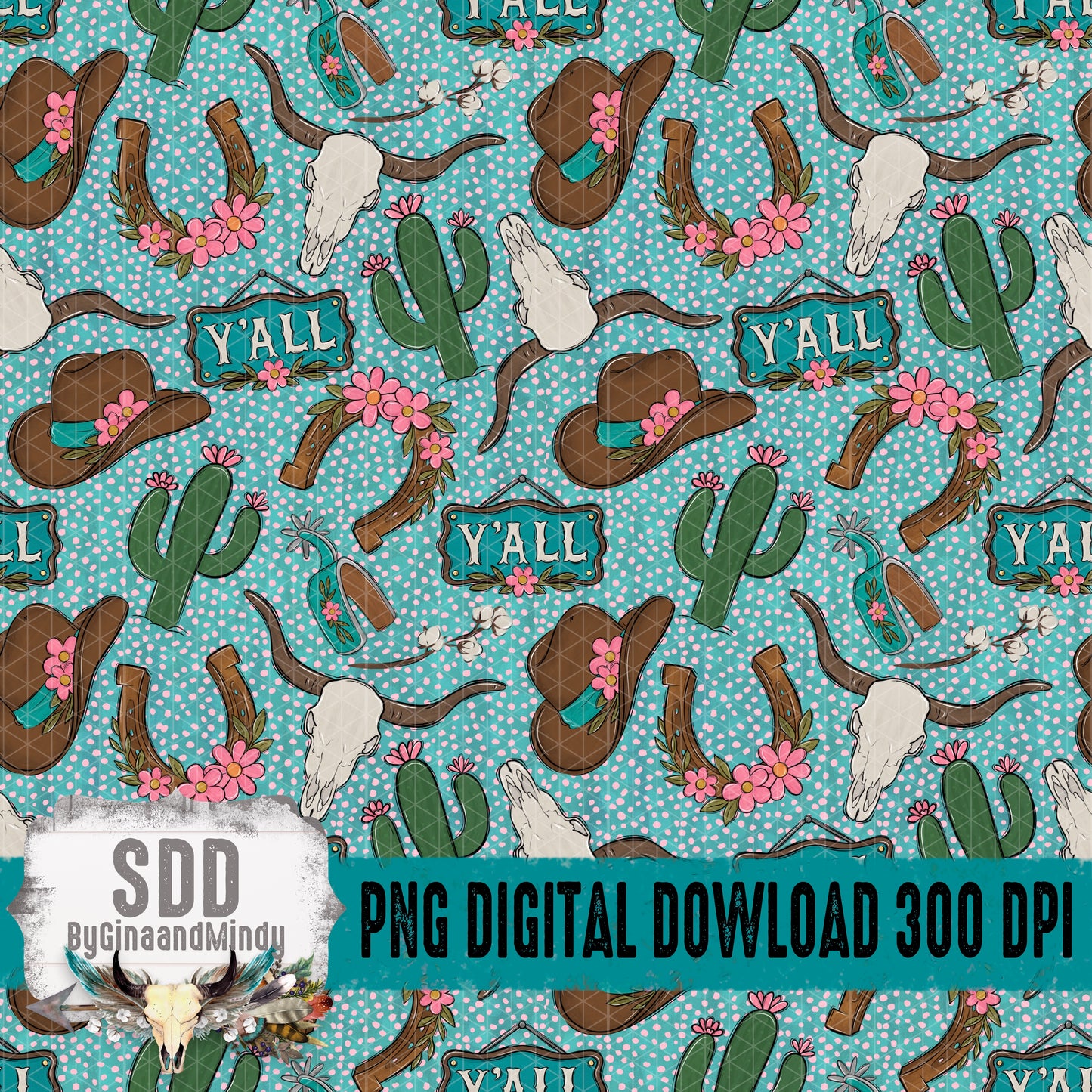 Florals & Turquoise Western Seamless Bundle