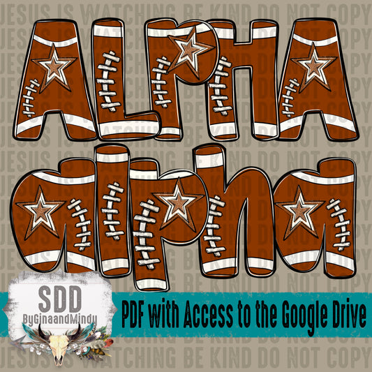 Football Doodle Alpha (1 Set Uppercase & Lowercase, 0-9)