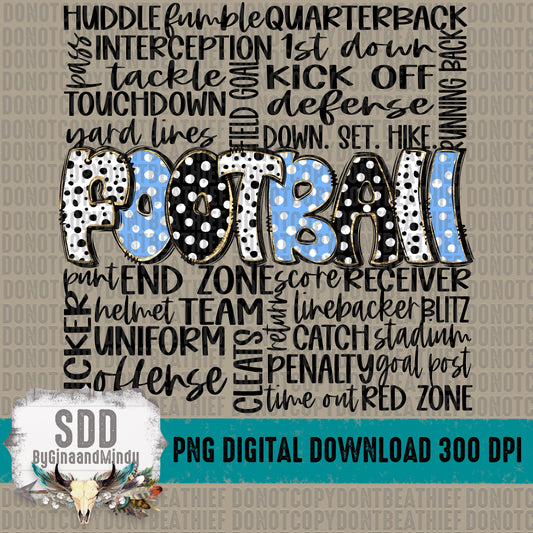 Football Doodle Word Art (CB & Black) Bundle