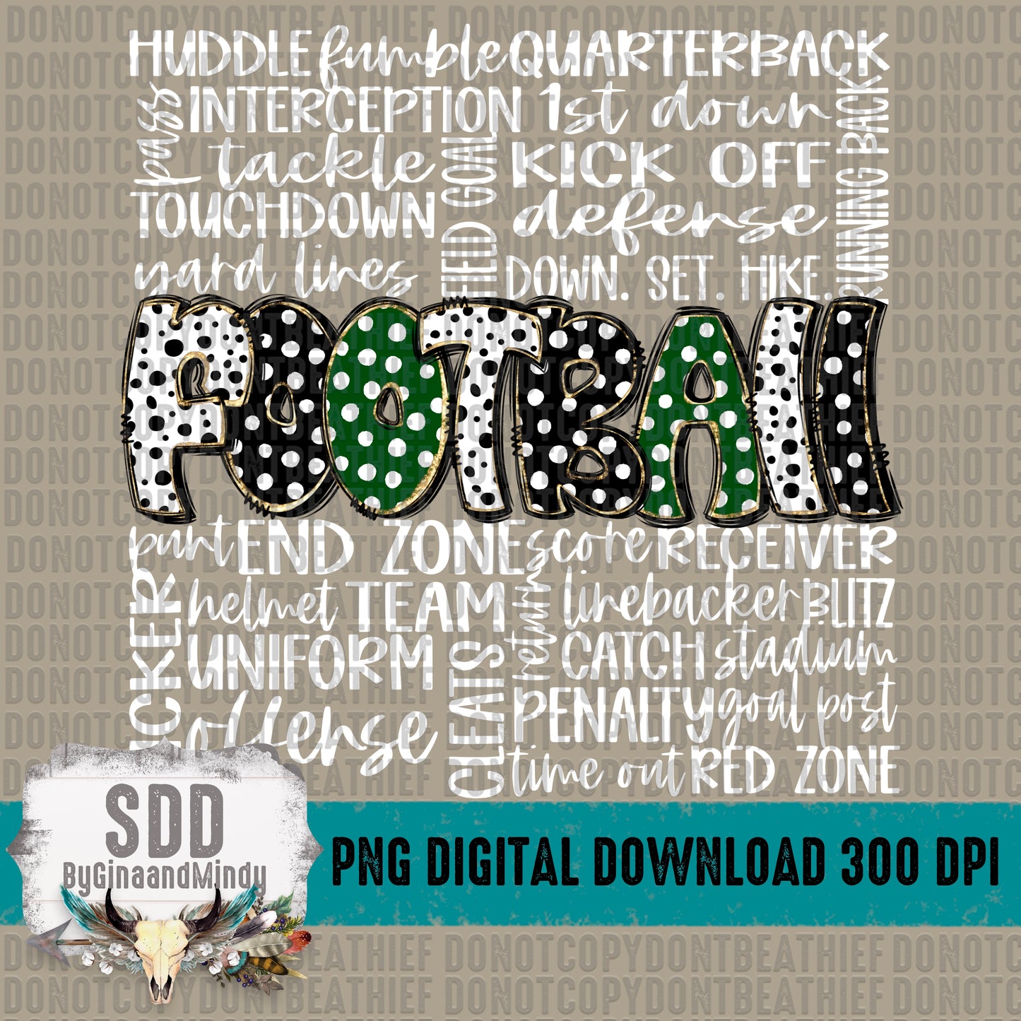 Football Doodle Word Art (FG & Black) Bundle