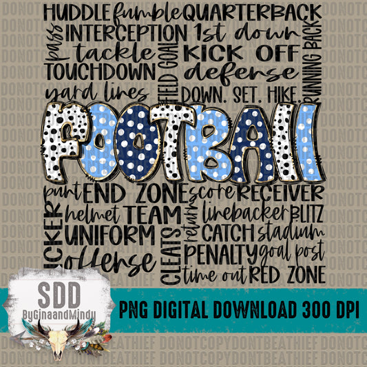 Football Doodle Word Art (NB and CB) Bundle