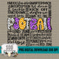 Football Doodle Word Art (Purple & YG) Bundle