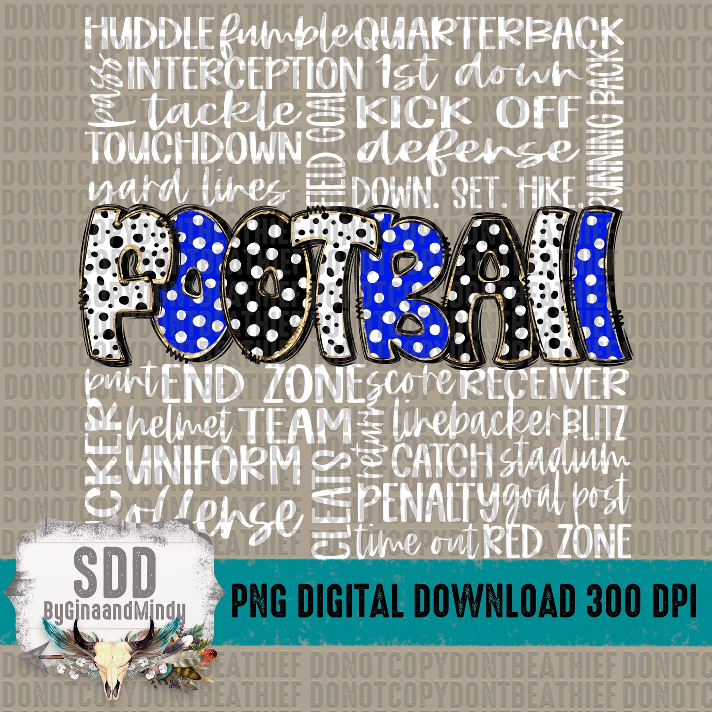 Football Doodle Word Art (RB & Black) Bundle