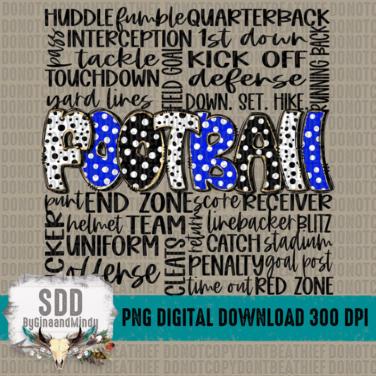 Football Doodle Word Art (RB & Black) Bundle