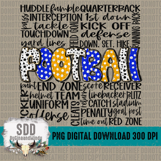 Football Doodle Word Art (RB & YG) Bundle