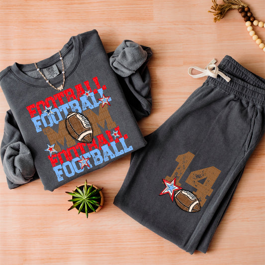 Football Mom Bundle; Columbia Blue & Red
