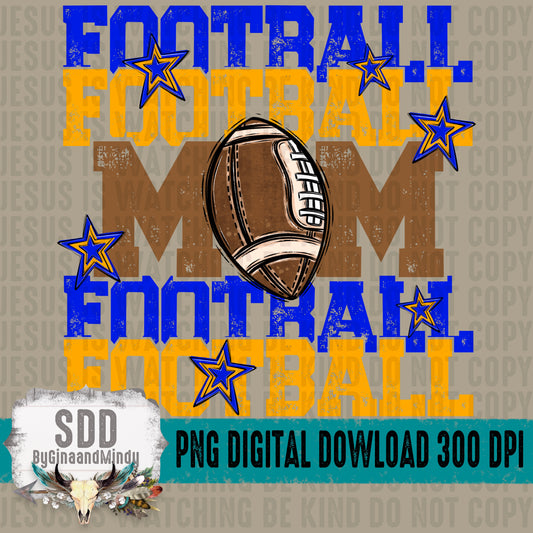 Football Mom Bundle; Royal Blue & Yellow Gold