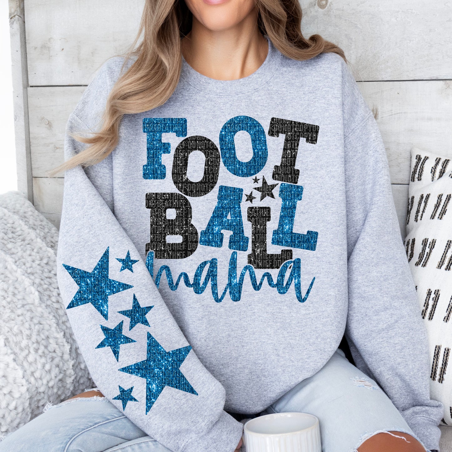 Football Mama Bundle With Stars; Blue & Black