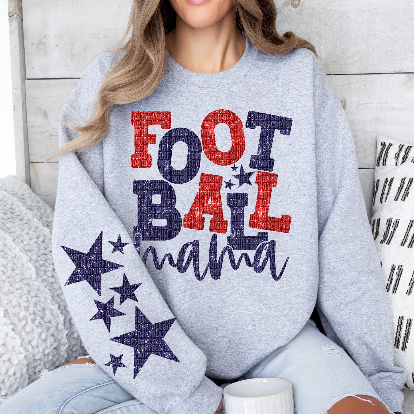 Football Mama Bundle With Stars; Navy & Red