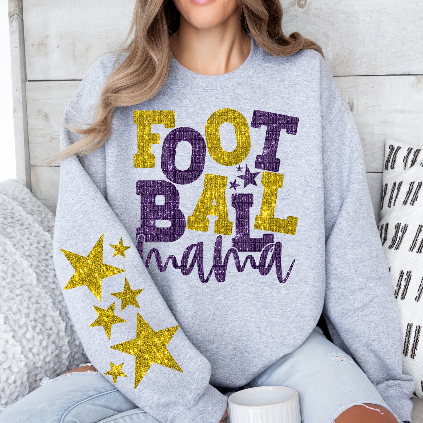 Football Mama Bundle With Stars; Purple & Gold