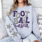 Football Mama Bundle With Stars; Purple & Silver (White)